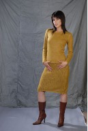 Jersey sweater with rounded neck and crochet spray