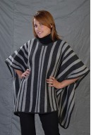 Poncho with vertical stripes
