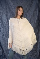 White thick poncho with oblique lines