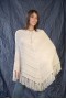 White thick poncho with oblique lines