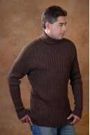 Beige sweater with channeled high neck for man