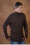 Beige sweater with channeled high neck for man