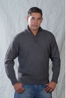 Jersey sweater with high neck and half zipper