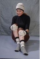 White socks with black ethnic shapes