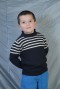Roll sweater with white and blue stripes