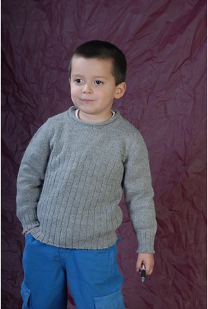 Channeled gray roll jersey sweater
