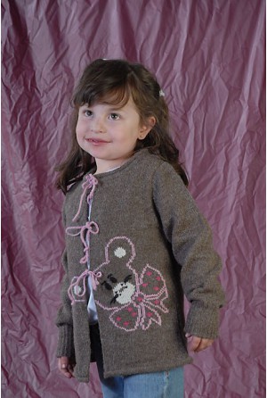 Coat with an embroidered female mouse