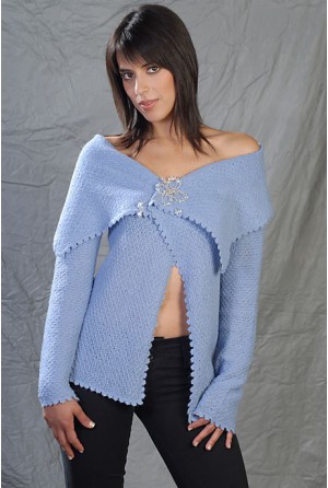 Light blue crochet shawl