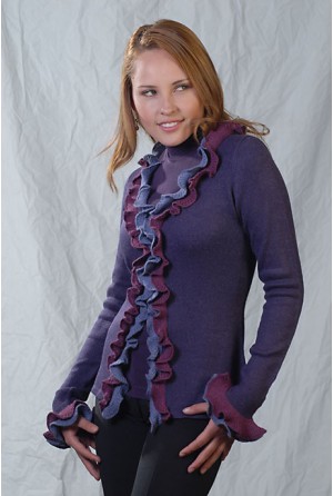 Coat with coloured ruffles