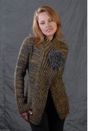 Mixed double-breasted coat with ornament