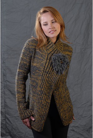 Mixed double-breasted coat with ornament