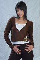 Brown double-breasted coat with braids on the sleeves